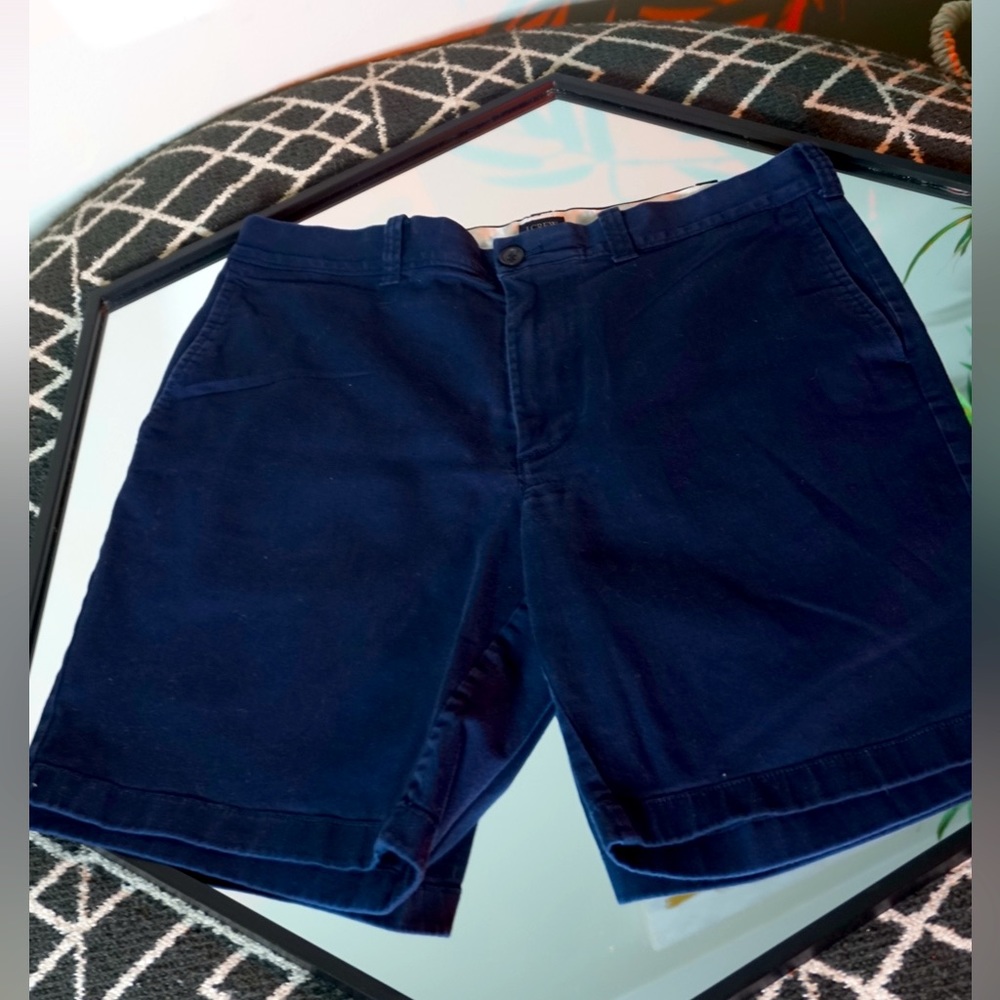 J Crew Mens Shorts Flat Front Chino 9" Inseam Re-Imagined Navy Size 33